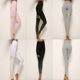 Gold Dot Striped Print Leggings, Fitness Butt Lifting Running Sport Gym Yoga Pants for Women, High Waist Slimming Tight Trousers