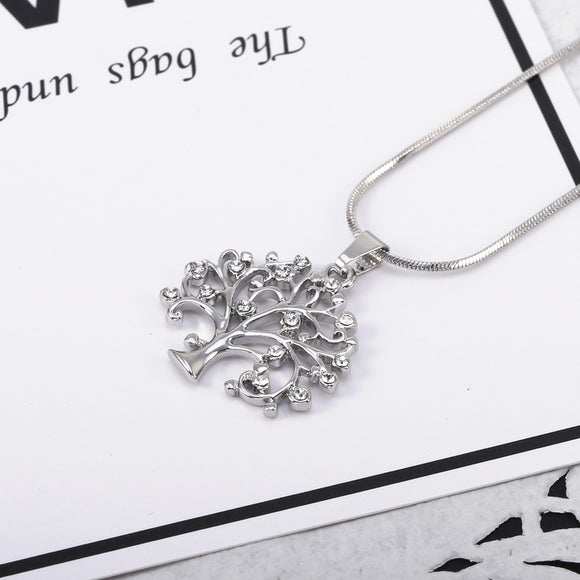 Women’s Multi-layer Tree of Life Necklace with CZ Zircon Pendant – Elegant Long Chain Jewelry Gift
