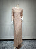Sequin Tassels, Slim-fit Muslim Dress