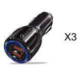Quick Charge Car Charger for Mobile Phone, Qualcomm QC 3.0 Fast Charging Adapter, Mini Dual USB Car Charger