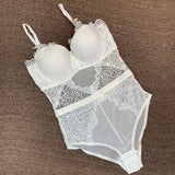 Sensual Lace Hollow Transparent Bodysuit
