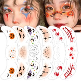 Halloween Face Tattoo Stickers – Waterproof Temporary Horror Makeup Tattoos for Men & Women