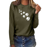 Ladies Bear Paw Print Long Sleeve T-shirt – Casual Women’s Graphic Tee