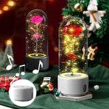 Creative 2-in-1 Rose Flowers LED Light, Bluetooth-compatible Speaker Valentine's Day Gift, Rose Luminous Night Light, Ornament in Glass Cover
