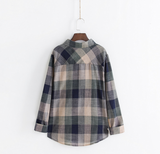 Girls' Cotton Blouses Long Sleeve Plaid Shirt