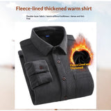 Men’s Retro Corduroy Long-sleeve Shirt with Warm Lining