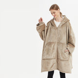 Plus Size Robe Winter Wearable Blanket Sweatshirt, Women and Men's Warm and Cozy Giant Blanket Hoodie