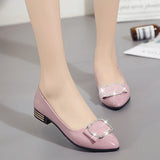 Rhinestone Square Buckle Bow, Flat Shoes