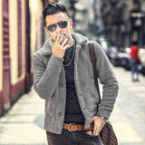 Autumn and Winter Men's Plush, Stand Collar Coat, Male Fleece Fur Jacket