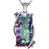 Rainbow Mystic Topaz Tourmaline Pendant Necklace in 925 Sterling Silver