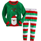Children's Santa Claus Pattern Striped Long-sleeved and Trousers, Two-piece Home Pajamas Set