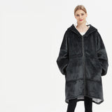 Plus Size Robe Winter Wearable Blanket Sweatshirt, Women and Men's Warm and Cozy Giant Blanket Hoodie