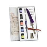 Glass Dipping Pen, Color Ink Feather Calligraphy Quill Set