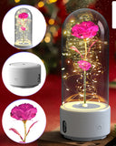 Creative 2-in-1 Rose Flowers LED Light, Bluetooth-compatible Speaker Valentine's Day Gift, Rose Luminous Night Light, Ornament in Glass Cover