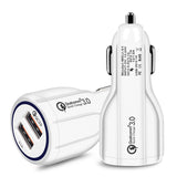 Quick Charge Car Charger for Mobile Phone, Qualcomm QC 3.0 Fast Charging Adapter, Mini Dual USB Car Charger