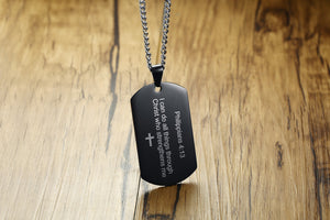 Men's Stainless Steel English Philippians Bible Verses Pendant