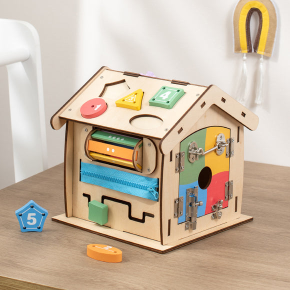Children's Multi-functional Busy House, Educational Building Blocks Toy