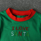 Children's Santa Claus Pattern Striped Long-sleeved and Trousers, Two-piece Home Pajamas Set