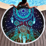 Bohemian Microfiber Round Beach Towel – Quick-dry Tassel Picnic & Pool Mat