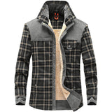 Winter Men's Thicken Warm Fleece Coats, Pure Cotton Plaid Jacket Military Style Fancy Clothing