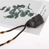 Black Tourmaline Rough Stone Pendant Necklace