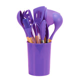 12-piece Non-stick Silicone Kitchenware Set with Wooden Handles