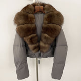 Fox Fur Collar Thick Short Down Jacket