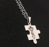 Stainless Steel King & Queen Crown Pendant Couple Necklace – US & EU Style