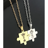 Stainless Steel King & Queen Crown Pendant Couple Necklace – US & EU Style