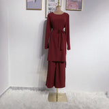 Fashionable Muslim Solid Color Outdoor Dress