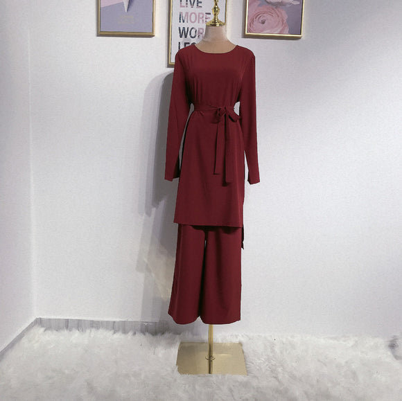 Fashionable Muslim Solid Color Outdoor Dress