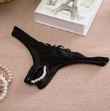 Low Rise Women's Panties, Lace Crotch String Bead Massage Temptation Briefs, Ondergoed Ladies' Erotic Lingerie or Sexy Underwear (Pack of 2)