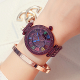 Four-leaf Clover Women's Watch, Full Diamond Waterproof Korean Fashion Girls' Clock