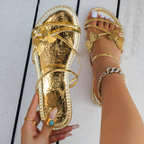 New Fashion Butterfly Cross-strap Sandals, Summer Beach Shoes for Women, Casual Low Heel Flat Slides Slippers