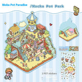 Decompression Cartoon Landscape Stickers — Creative Miniature Scene Collage DIY Set