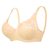 Large Size Adjustable Lace Bra, Top Push-up Thin Cotton Cup, Underwire Women's Brassiere