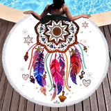 Bohemian Microfiber Round Beach Towel – Quick-dry Tassel Picnic & Pool Mat
