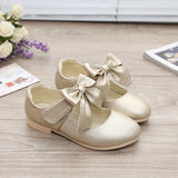 Girls' White Leather Sandals, Bowknot Children Princess Shoes