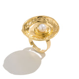 Fashion Inlaid Pearl Flower Ring