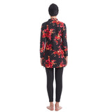 Muslim Burkini Swimwear, Women's Modest Patchwork Hijab Long Sleeves Sports Swimsuit, Islamic Muslimah Burqinis Wear Bathing Suit