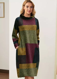 Vintage Printed Loose Mid-length Ladies' Dress