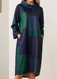 Vintage Printed Loose Mid-length Ladies' Dress