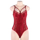 Sexy Lace Strap Crotch Snap, Polyester Bodysuit