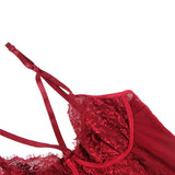 Sexy Lace Strap Crotch Snap, Polyester Bodysuit