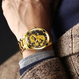 Classic Chinese Style, Embossed Golden Dragon Watch