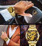 Classic Chinese Style, Embossed Golden Dragon Watch