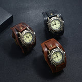 Vintage Leather Watch Bracelet, Versatile Fashion for Men and Women