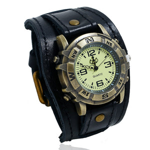 Vintage Leather Watch Bracelet, Versatile Fashion for Men and Women