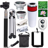 10-in-1 Phone Camera Lens Kit with Accessories, Travel Telescope, Zoom, and Monopod