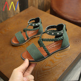 Girls’ Summer Beach Sandals – Soft Sole Leather Kids' Shoes